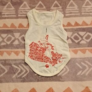 Cream Dog Tank Top with Red Map Design